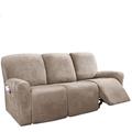 Sectional Recliner Sofa Slipcover 1 Set of 8 Pieces Microfiber Stretch High Elastic High Quality Velvet Sofa Cover Sofa Slipcover for 3 Seats Cushion Recliner Sofa Furniture Protector