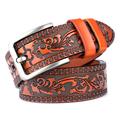 Men's Belt Faux Leather Belt Frame Buckle Black Orange Faux Leather Leather Fashion Simple Floral Floral Print Daily