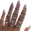 15 pcs per set Knuckle Stacking Rings Set for Women Crystal Rhinestone Finger Statement Ring Sets Vintage Joint Knot Mid Rings for Teen Girls Stackable Rings