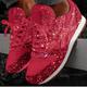Women's Trainers Athletic Shoes Sneakers Bling Bling Shoes Sequins Bling Bling Sneakers Outdoor Daily Sequin Platform Flat Heel Round Toe Sporty Classic Casual Walking Glitter Mesh Lace-up Silver