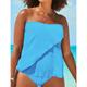 Women's Swimwear Tankini 2 Piece Plus Size Swimsuit Backless 2 Piece Modest Swimwear for Big Busts Solid Color Pure Color Strapless Vacation Fashion Bathing Suits