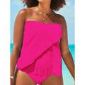 Women's Swimwear Tankini Swimsuit Detachable Strap Backless 2 Piece Pure Color Vacation Beach Wear Bathing Suits