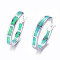 Opal Round Colorful Exaggerated Earrings Jewelry C-shaped Australian White Stone