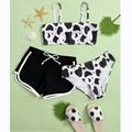 Kids Girls' Swimsuit Outdoor Solid Color Adorable Bathing Suits 7-13 Years Summer Black White