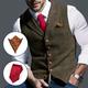 Men's Matching Sets Navy Blue Vest Waistcoat Sets Sleeveless Lapel Formal Wedding Plaid Pocket Polyester Spring Fall