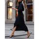 Women's Two Piece Dress Set Shirt Dress Casual Dress Outdoor Office Fashion Basic Button Split Long Dress Maxi Dress Shirt Collar Long Sleeve Plain Loose Fit Black Spring Fall S M L XL 2XL