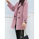 Women's Coat Outdoor Valentine's Day Street Spring Fall Winter Short Coat Loose Fit Windproof Warm Modern Style Casual Trendy Jacket Long Sleeve Plain with Pockets Black Pink Khaki