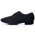 Men's Latin Shoes Ballroom Dance Shoes Practice Trainning Dance Shoes Character Shoes Indoor Professional Low Heel Closed Toe Lace-up Adults' Black