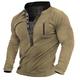 Men's Plus Size Big Tall T shirt Tee Henley Shirt Tee Stand Collar Dark Green Khaki Long Sleeve Outdoor Going out Front Zip Front Pocket Button-Down Plain Clothing Apparel Polyester Stylish Solid