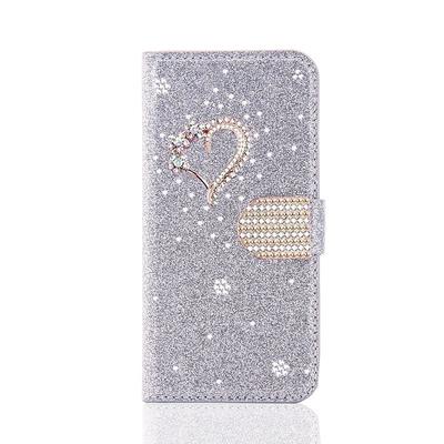 Phone Case For iPhone 17 Pro Max 17 Air 16 15 14 Pro Max Plus 16e 13 12 11 Pro Max Mini Wallet Case Flip Cover with Stand Holder Bling Glitter Shiny Rhinestone PU Leather
