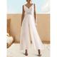 Jumpsuits Cocktail Party Dress Elegant Dress Wedding Guest Summer Ankle Length Sleeveless V Neck Chiffon Ladder Back with Pleats Crystals 2024