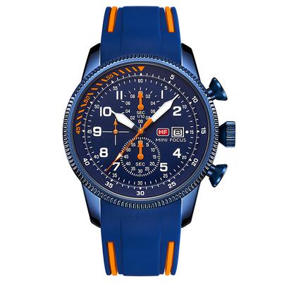 MINI FOCUS Men Quartz Watch Large Dial Outdoor Fashion Business Luminous Three Time Zones Calendar Waterproof Silicone Watch Father's Day Gifts
