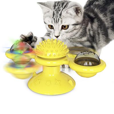 Cat Teasers Interactive Toy Rotating Toy Cat Toys Set Windmill Interactive Cat Toys Fun Cat Toys Cat Kitten 1 set Round Pet Friendly Massage Pet Exercise with Light Catnip Ball Plastic Gift Pet Toy