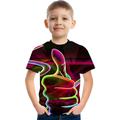 Kids Boys' Children's Day T shirt Tee Short Sleeve Green White Rainbow 3D Print Optical Illusion Color Block 3D Unisex Print Basic Casual Streetwear Sports 2-12 Years / Summer