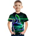 Kids Boys' Children's Day T shirt Tee Short Sleeve Green White Rainbow 3D Print Optical Illusion Color Block 3D Unisex Print Basic Casual Streetwear Sports 2-12 Years / Summer