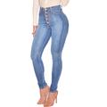 Women's Jeans Skinny Pants Trousers Denim Plain Side Pockets Full Length Micro-elastic High Waist Fashion Casual Weekend Light Blue Dark Gray S M