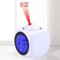 Digital Projection Alarm Clock Home Multifunction Voice Talking Alarm Clock LCD Display with Electronic Thermometer Time Wall Ceiling Projection