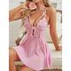 Women's Plus Size Sexy Bodies Chemises Negligees Dress Pure Color Fashion Hot Comfort Home Bed Club Lace Breathable Straps Sleeveless Backless Summer Spring Black Pink