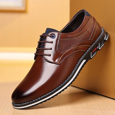 Men's Oxfords Derby Shoes Walking Casual Daily Office Career Leather Comfortable Lace-up Bark brown Black Spring Fall