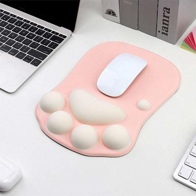 Ergonomic 3D Mouse Pad with Wrist Support Cute Cat Paw Soft Comfortable Silicone Wrist Rest Mice Mat Anti-Slip Wrist Pad for Computer Office Computer Game