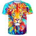 Boys 3D Animal Lion T shirt Short Sleeve 3D Print Summer Spring Active Sports Fashion Polyester Kids 3-12 Years Outdoor Daily Regular Fit