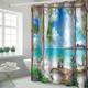 Bathroom Shower Curtain Set Beach sea View Print Waterproof Fabric Shower Curtain Liner for Bathroom Covered Bathtub Curtains Liner Includes with Hooks