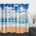 Bathroom Shower Curtain Set Beach sea View Print Waterproof Fabric Shower Curtain Liner for Bathroom Covered Bathtub Curtains Liner Includes with Hooks