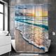 Bathroom Shower Curtain Set Beach sea View Print Waterproof Fabric Shower Curtain Liner for Bathroom Covered Bathtub Curtains Liner Includes with Hooks