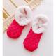 Women's Warm Solid Color Floor Socks Non Slip Plush Knitted Coral Fleece Socks No Show Socks