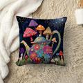 Fantasy Mushrooms Pattern 1PC Throw Pillow Covers Multiple Size Coastal Outdoor Decorative Pillows Soft Velvet Cushion Cases for Couch Sofa Bed Home Decor