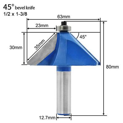 Woodworking Milling Cutter 45 Bevel Cutter Woodworking Slotting Trimming Cutter Engraving Machine Cutter Head 45 Bevel Cutter Chamfering Cutter