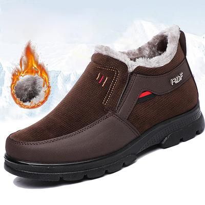 Men's Black Winter Slip-On Boots with Fleece Lining, Waterproof and Warm for Outdoor Cold Weather Wear