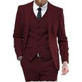 Men's Tweed Herringbone Suits Vintage Retro Suits 3 Piece Plus Size Solid Colored Tailored Fit Single Breasted Two-buttons Burgundy Dark Navy Royal Blue 2024