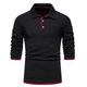 Men's Polo Shirt Golf Shirt Casual Daily Classic Collar Button Down Collar Long Sleeve Casual Color Block Button Front Spring Summer Regular Fit Black White Navy Blue Light Grey Polo Shirt