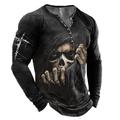 Graphic Skull Skeleton Designer Basic Classic Men's 3D Print T shirt Tee Henley Shirt Tee Outdoor Daily Sports T shirt Black Long Sleeve Henley Shirt Spring Fall Clothing Apparel S M L XL 4XL 5XL