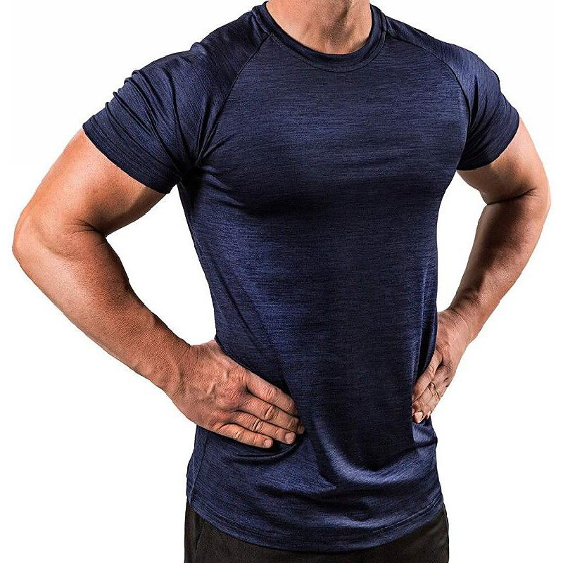 Fashion Mens Muscle T-Shirt Gym Workout Short Sleeve Shirt Athletic Bodybuilding Stretch Tee Tops Black
