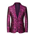 Men's Party Sparkle Elegant Blazer Jacket Regular Tailored Fit Regular Fit Print Single Breasted One-button Yellow Pink Blue Ginger Purple Fuchsia 2024