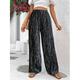 Women's Wide Leg Baggy Wide Leg Full Length Wide Leg Baggy Micro-elastic High Waist Casual Daily Casual Daily Wear Apricot Black S M Spring Summer
