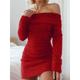 Women's Sweater Dress Jumper Dress Winter Dress Mini Dress Knitwear Fashion Pure Color Outdoor Daily Vacation Going out Off Shoulder Long Sleeve Off Shoulder 2023 Slim Black Red Brown S M L XL XXL 3XL