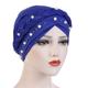Women Fashion Pearls Muslim Scarf Hijabs Hat Women India Hat Solid Turban Hat Wrap Cap Head Scarf Headscarf Hat Female Hair Accessories