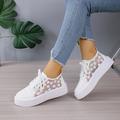 Women's Sneakers Canvas Shoes Platform Sneakers White Shoes Outdoor Daily Solid Color Braided Summer Lace Platform Round Toe Casual Bohemia Minimalism Tennis Shoes Walking Mesh Elastic Fabric Elastic