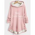 Women's Hoodie Sweatshirt Pullover Sherpa Fleece Lined Letter Casual Sports Print Button Light Pink Pink Blue Warm Fuzzy Hoodie Long Sleeve Top Micro-elastic Fall Winter