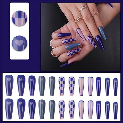 24pcsDetachable Long Ballerina False Nails With Design Wearable Fake Nails Full Cover Nail Tips