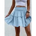 Women's Skirt A Line Mini High Waist Skirts Pleated Ruffle Solid Colored Street Daily Summer Polyester Fashion Casual Black White Yellow Light Blue