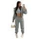 Solid Casual 3 Piece Set, Zip Up Hooded Jacket Sleeveless Crew Neck Tank Top Drawstring Elastic Waist Jogger Pants Outfits, Women's Clothing