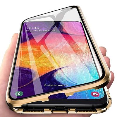 Magnetic Case with Screen Protector for Samsung Galaxy S24 S23 S22 S21 S20 Plus Ultra A14 A34 A54 A52 Single Sided Glass Fashion Shockproof Solid Colored Tempered Glass Metal Phone Case