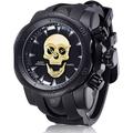 Men's Quartz Watch Creative Skull Head Fashion Silicone Band Sport Analog Quartz Wristwatch Halloween Gift for Men