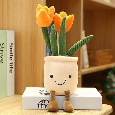 Creative Home Decoration Simulation Plant Tulip Succulent Doll Plush Toy Flower Potted Plant Decoration Cloth Doll