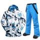 MUTUSNOW Men's Ski Jacket with Bib Pants Ski Suit Outdoor Winter Thermal Warm Waterproof Windproof Breathable Snow Suit Clothing Suit for Skiing Snowboarding Winter Sports