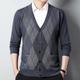 Men's Sweater Wool Sweater Cashmere Cardigan Sweater Ribbed Knit Regular Pocket Knitted Rhombus V Neck Warm Ups Modern Contemporary Daily Wear Going out Clothing Apparel Winter Black Red S M L